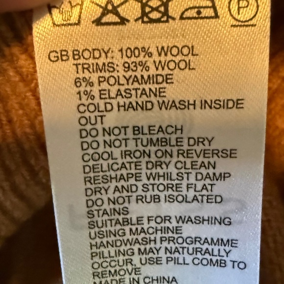 Reiss Men's Camel 100% Merino Wool Crewneck Sweater Size XL - Picture 11 of 12